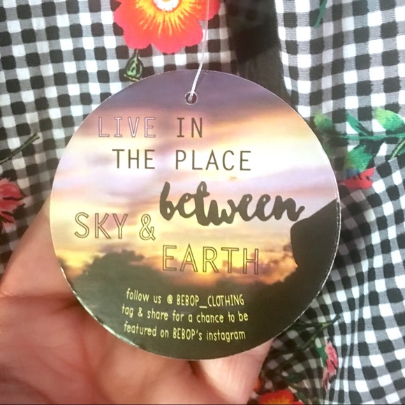 NWT BeBop Gingham Floral Strapless Dress - Picture 4 of 8